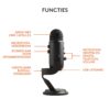 Blue Microphones Yeti - USB Microphone for Recording and streaming on PC and Mac, 3 Condenser capsules, 4 Pick-Up Patterns, Headphone Output and Volume Control, Black (Blackout)