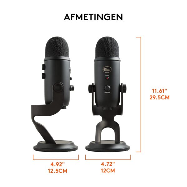 Blue Microphones Yeti - USB Microphone for Recording and streaming on PC and Mac, 3 Condenser capsules, 4 Pick-Up Patterns, Headphone Output and Volume Control, Black (Blackout)