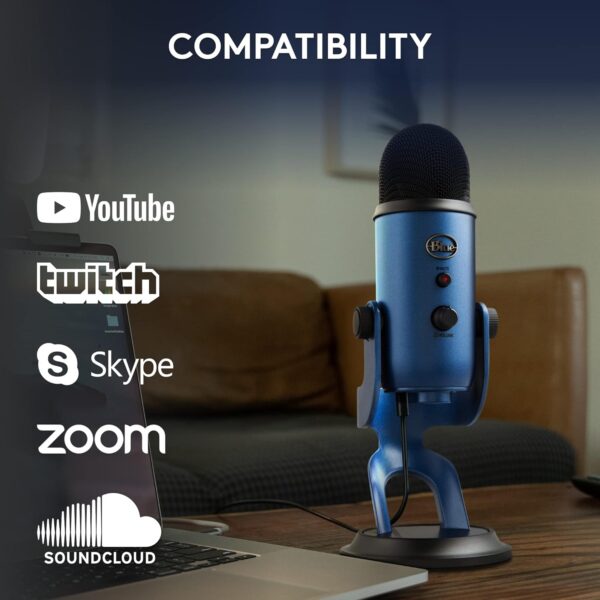 Blue Yeti USB Microphone for Recording, Streaming, Gaming, Podcasting, Condenser Mic for Laptop or Computer, PC and Mac, Blue VO!CE Effects, Adjustable Stand, Plug and Play - Blue