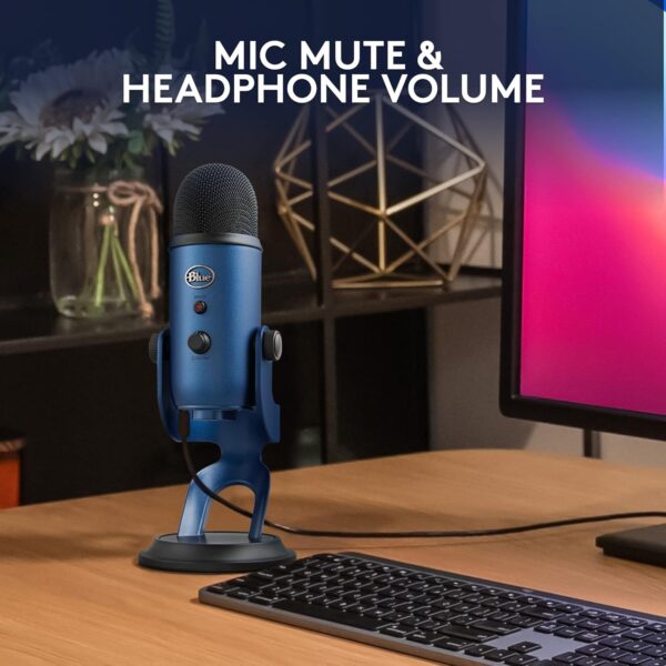Blue Yeti USB Microphone for Recording, Streaming, Gaming, Podcasting, Condenser Mic for Laptop or Computer, PC and Mac, Blue VO!CE Effects, Adjustable Stand, Plug and Play - Blue