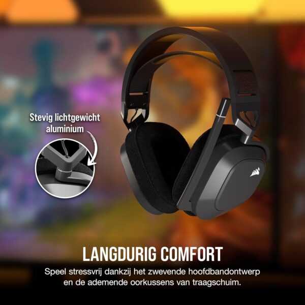 Corsair CA-9011295-EU HS80 MAX WIRELESS Multiplatform Gaming Headset met Bluetooth - Dolby Atmos - Microfoon van Uitzendkwaliteit - iCUE Compatibel - PC Mac PS5 PS4 Mobiel -...