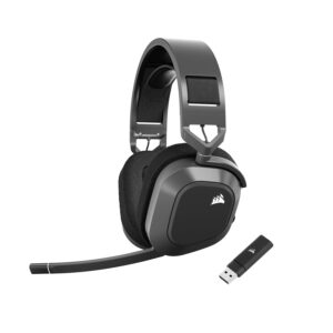 Corsair CA-9011295-EU HS80 MAX WIRELESS Multiplatform Gaming Headset met Bluetooth - Dolby Atmos - Microfoon van Uitzendkwaliteit - iCUE Compatibel - PC Mac PS5 PS4 Mobiel -...