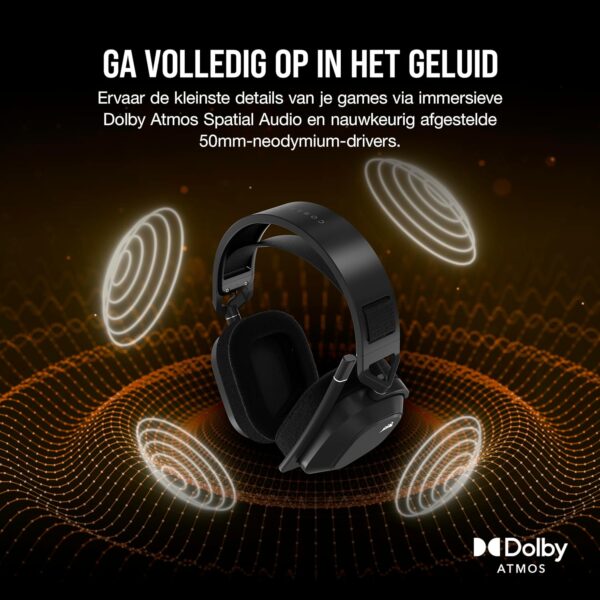 Corsair CA-9011295-EU HS80 MAX WIRELESS Multiplatform Gaming Headset met Bluetooth - Dolby Atmos - Microfoon van Uitzendkwaliteit - iCUE Compatibel - PC Mac PS5 PS4 Mobiel -...