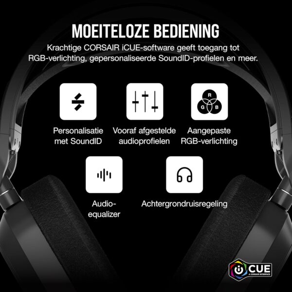 Corsair CA-9011295-EU HS80 MAX WIRELESS Multiplatform Gaming Headset met Bluetooth - Dolby Atmos - Microfoon van Uitzendkwaliteit - iCUE Compatibel - PC Mac PS5 PS4 Mobiel -...