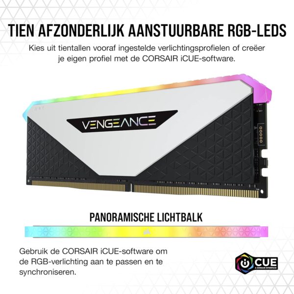 Corsair CMN16GX4M2Z3200C16W VENGEANCE RGB RT 16GB (2x8GB) DDR4 3200 (PC4-25600) C16 1.35V Desktop Memory,White