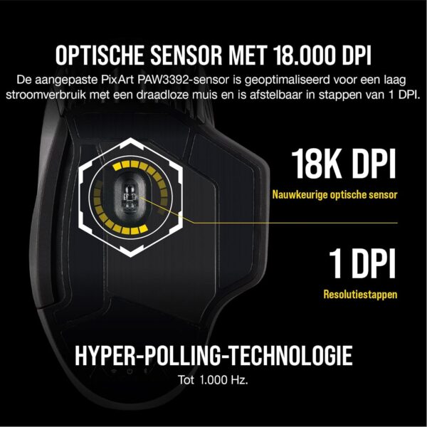 Corsair Dark Core RGB Pro SE Wireless/Wired Gaming Mouse with Qi Wireless Charging (18000 DPI Sensor, 8 Programmable Buttons, Dynamic iCUE RGB Lighting) Black