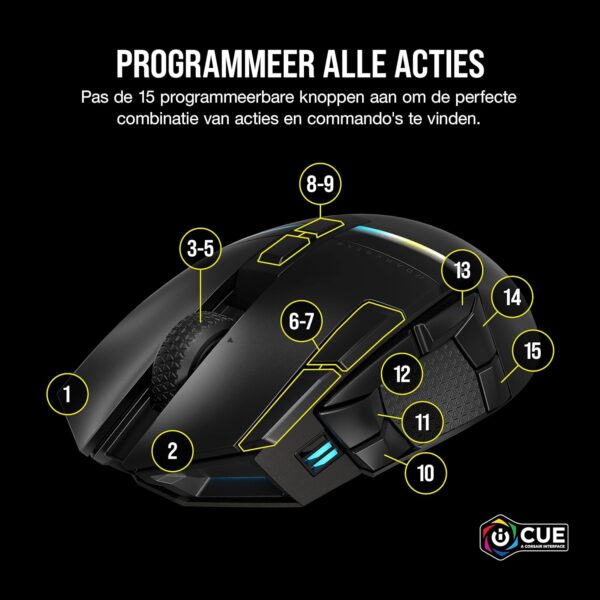 CORSAIR DARKSTAR WIRELESS MMO/MOBA Gaming Mouse - 26,000 DPI - 15 Programmable Buttons - Voltage Reducing Design - Long Battery Life - Black