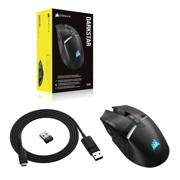 CORSAIR DARKSTAR WIRELESS MMO/MOBA Gaming Mouse - 26,000 DPI - 15 Programmable Buttons - Voltage Reducing Design - Long Battery Life - Black