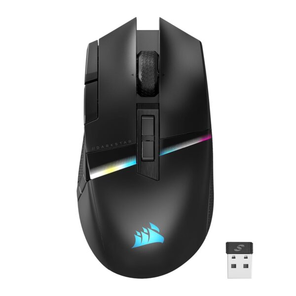 CORSAIR DARKSTAR WIRELESS MMO/MOBA Gaming Mouse - 26,000 DPI - 15 Programmable Buttons - Voltage Reducing Design - Long Battery Life - Black