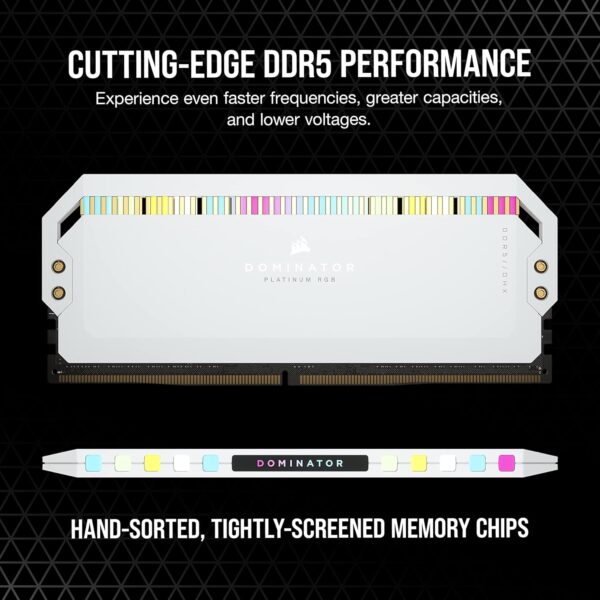 Corsair DOMINATOR PLATINUM RGB DDR5 32GB (2x16GB) 5200MHz C40 Desktop Arbeitsspeicher (Onboard Voltage Control, Patented CORSAIR DHX Cooling, 12 Ultra-Bright CAPELLIX RGB LEDs)...