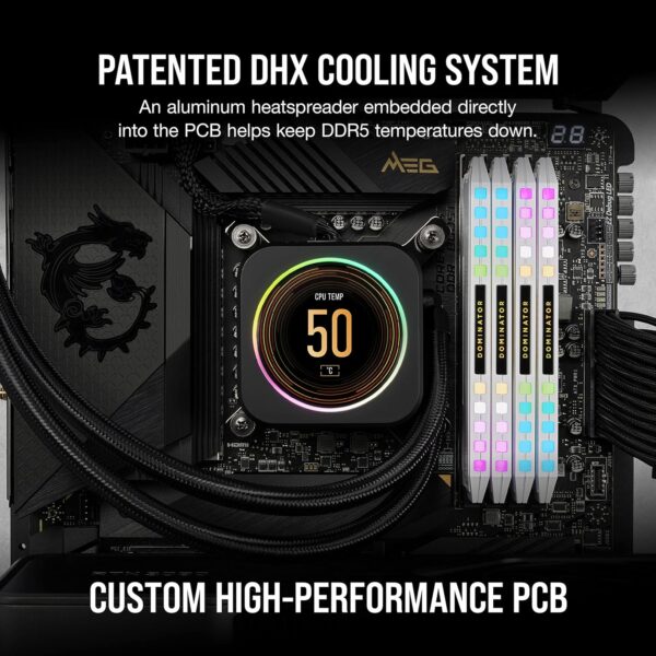 Corsair DOMINATOR PLATINUM RGB DDR5 32GB (2x16GB) 5200MHz C40 Desktop Arbeitsspeicher (Onboard Voltage Control, Patented CORSAIR DHX Cooling, 12 Ultra-Bright CAPELLIX RGB LEDs)...