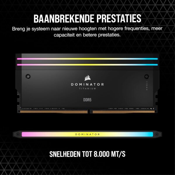 CORSAIR DOMINATOR TITANIUM RGB DDR5 RAM 32GB (2x16GB) DDR5 6000MHz CL30 Intel XMP iCUE Compatible Computer Memory - Black (CMP32GX5M2B6000C30)