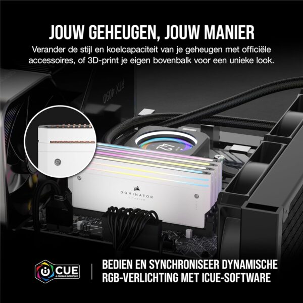 CORSAIR DOMINATOR TITANIUM RGB DDR5 RAM 32GB (2x16GB) DDR5 6600MHz CL32 Intel XMP iCUE Compatible Computer Memory - White (CMP32GX5M2X6600C32W)