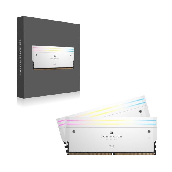 CORSAIR DOMINATOR TITANIUM RGB DDR5 RAM 64GB (2x32GB) DDR5 6600MHz CL32 Intel XMP iCUE Compatible Computer Memory - White (CMP64GX5M2X6600C32W)