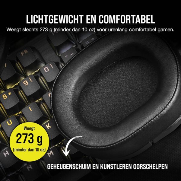 Corsair HS55 SURROUND Gamingheadset (Kunstlederen oorschelpen van traagschuim, Dolby Audio 7.1 surround sound op PC en Mac, Omnidirectionele microfoon, Multi-platform...