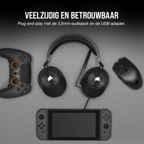 Corsair HS55 SURROUND Gamingheadset (Kunstlederen oorschelpen van traagschuim, Dolby Audio 7.1 surround sound op PC en Mac, Omnidirectionele microfoon, Multi-platform...