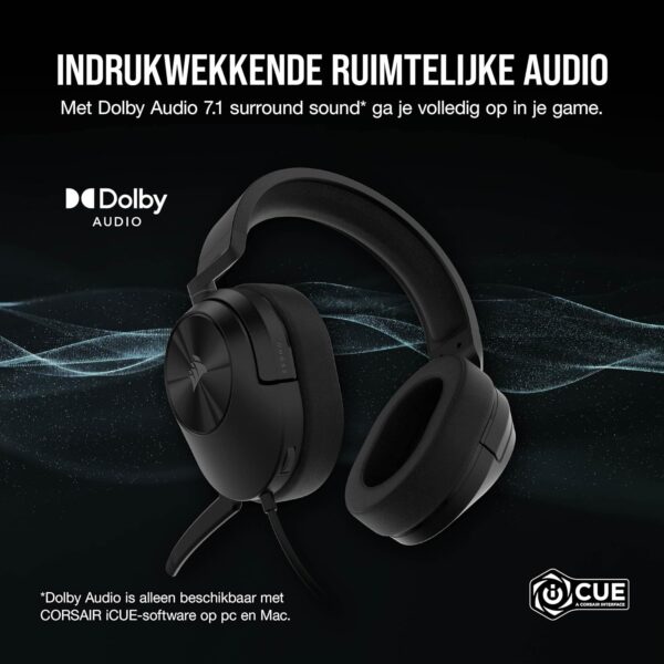 Corsair HS55 SURROUND Gamingheadset (Kunstlederen oorschelpen van traagschuim, Dolby Audio 7.1 surround sound op PC en Mac, Omnidirectionele microfoon, Multi-platform...