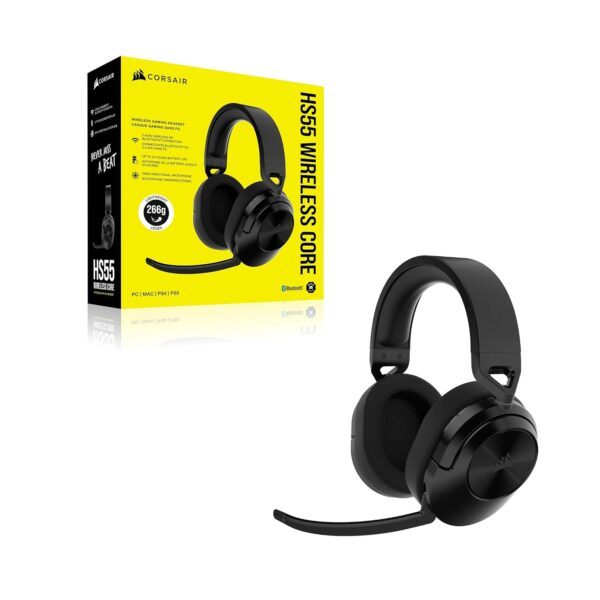 Corsair HS55 WIRELESS CORE Gaming-Headset - 2,4 Ghz Draadloos, Bluetooth bereik tot 15 meter, Lichtgewicht Constructie, Tempest 3D AudioTech Ondersteuning op PS5,...