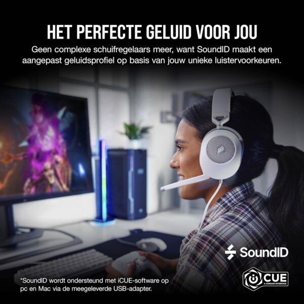 Corsair HS65 SURROUND Gamingheadset (Kunstlederen Oorschelpen van Traagschuim, Dolby Audio 7.1 Surround Sound op PC en Mac, SonarWorks SoundID, Compatibiliteit met Meerdere...
