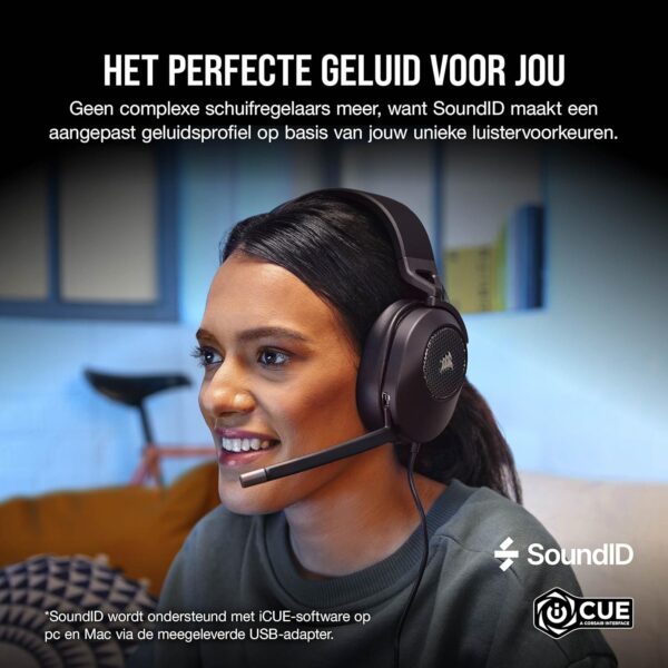 Corsair HS65 SURROUND Gamingheadset (Kunstlederen Oorschelpen van Traagschuim, Dolby Audio 7.1 Surround Sound op PC en Mac, SonarWorks SoundID, Compatibiliteit met Meerdere...