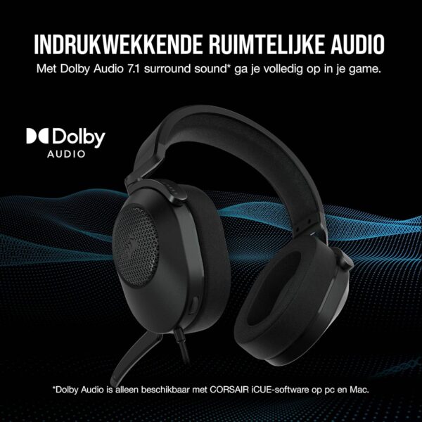 Corsair HS65 SURROUND Gamingheadset (Kunstlederen Oorschelpen van Traagschuim, Dolby Audio 7.1 Surround Sound op PC en Mac, SonarWorks SoundID, Compatibiliteit met Meerdere...