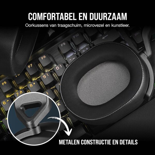 Corsair HS65 SURROUND Gamingheadset (Kunstlederen Oorschelpen van Traagschuim, Dolby Audio 7.1 Surround Sound op PC en Mac, SonarWorks SoundID, Compatibiliteit met Meerdere...