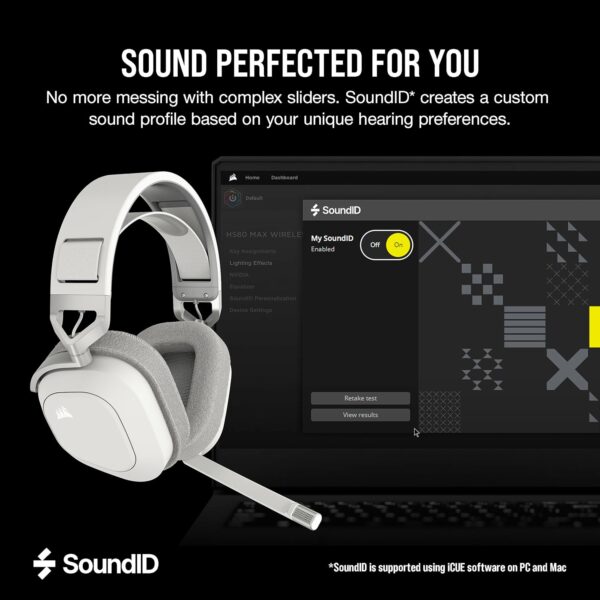 CORSAIR HS80 MAX WIRELESS Multiplatform Gaming Headset met Bluetooth – Dolby Atmos – Microfoon van Uitzendkwaliteit – iCUE Compatibel – PC, Mac, PS5, PS4, Mobiel – Wit