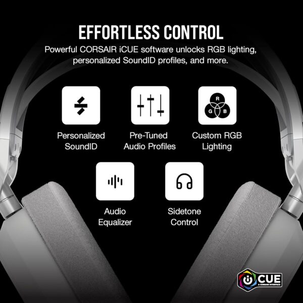 CORSAIR HS80 MAX WIRELESS Multiplatform Gaming Headset met Bluetooth – Dolby Atmos – Microfoon van Uitzendkwaliteit – iCUE Compatibel – PC, Mac, PS5, PS4, Mobiel – Wit