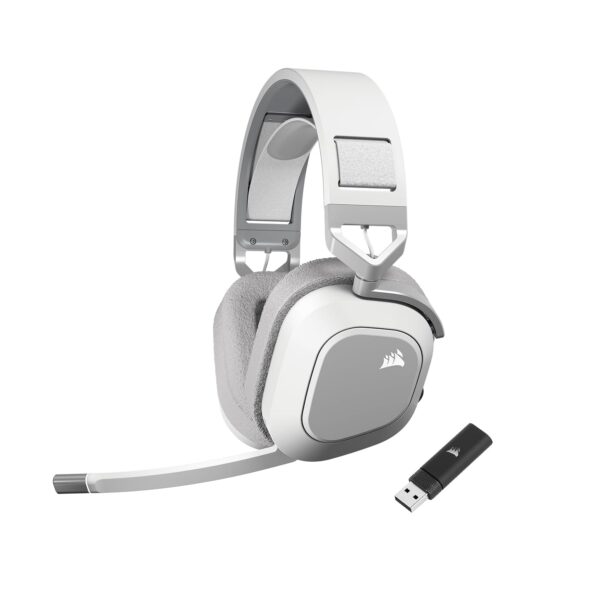 CORSAIR HS80 MAX WIRELESS Multiplatform Gaming Headset met Bluetooth - Dolby Atmos - Microfoon van Uitzendkwaliteit - iCUE Compatibel - PC, Mac, PS5, PS4, Mobiel - Wit