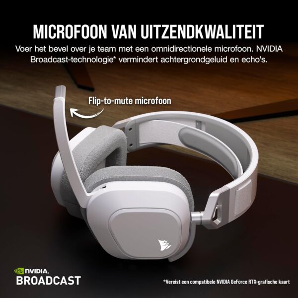 CORSAIR HS80 MAX WIRELESS Multiplatform Gaming Headset met Bluetooth - Dolby Atmos - Microfoon van Uitzendkwaliteit - iCUE Compatibel - PC, Mac, PS5, PS4, Mobiel - Wit