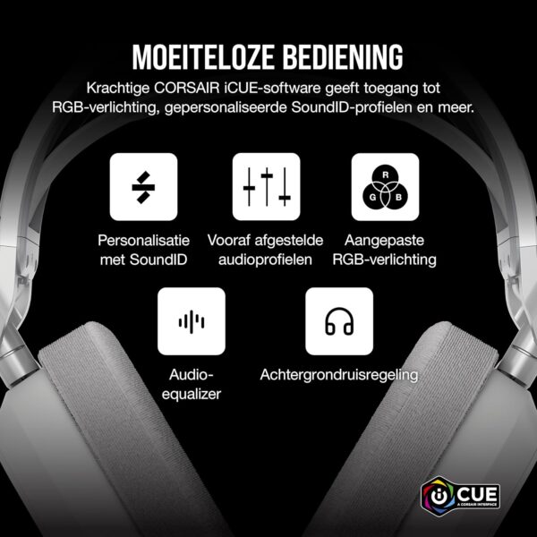CORSAIR HS80 MAX WIRELESS Multiplatform Gaming Headset met Bluetooth - Dolby Atmos - Microfoon van Uitzendkwaliteit - iCUE Compatibel - PC, Mac, PS5, PS4, Mobiel - Wit