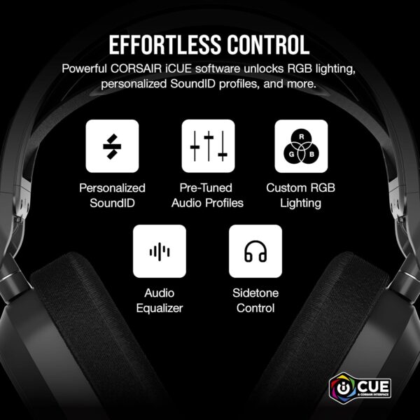 CORSAIR HS80 MAX WIRELESS Multiplatform Gaming Headset met Bluetooth – Dolby Atmos – Microfoon van Uitzendkwaliteit – iCUE Compatibel – PC, Mac, PS5, PS4, Mobiel – Staalgrijs