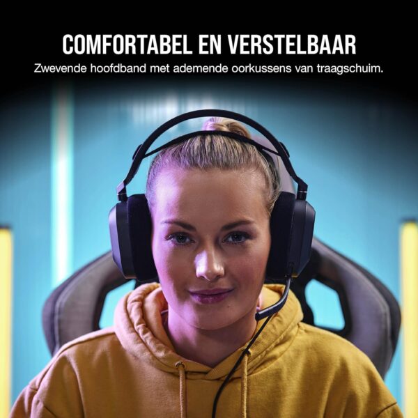 Corsair HS80 RGB USB Premium Gamingheadset met Dolby 7.1 Surround Sound (Microfoon van Uitzendkwaliteit, Oorschelpen van Traagschuim, Hifi-Geluid, Robuuste Constructie) Wit