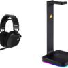 Corsair HS80 RGB WIRELESS Gamingheadset met Ruimtelijke Audio (Lage Latentie, Draadloze compatibiliteit met PS5 en PS4) Zwart & Corsair St100 RGB Premium-headsetstandaard met...