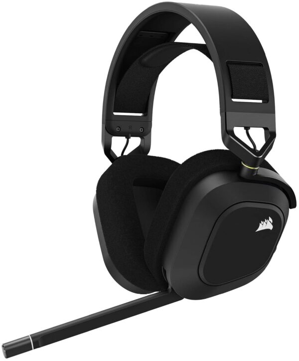 Corsair HS80 RGB WIRELESS Gamingheadset met Ruimtelijke Audio (Lage Latentie, Draadloze compatibiliteit met PS5 en PS4) Zwart & Corsair St100 RGB Premium-headsetstandaard met...