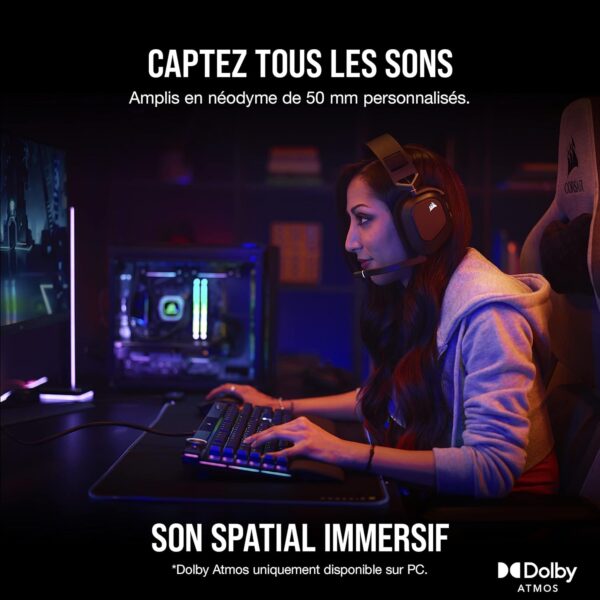 Corsair HS80 RGB WIRELESS Gamingheadset met Ruimtelijke Audio (Lage Latentie, Draadloze compatibiliteit met PS5 en PS4) Zwart & Corsair St100 RGB Premium-headsetstandaard met...