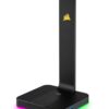Corsair HS80 RGB WIRELESS Gamingheadset met Ruimtelijke Audio (Lage Latentie, Draadloze compatibiliteit met PS5 en PS4) Zwart & Corsair St100 RGB Premium-headsetstandaard met...