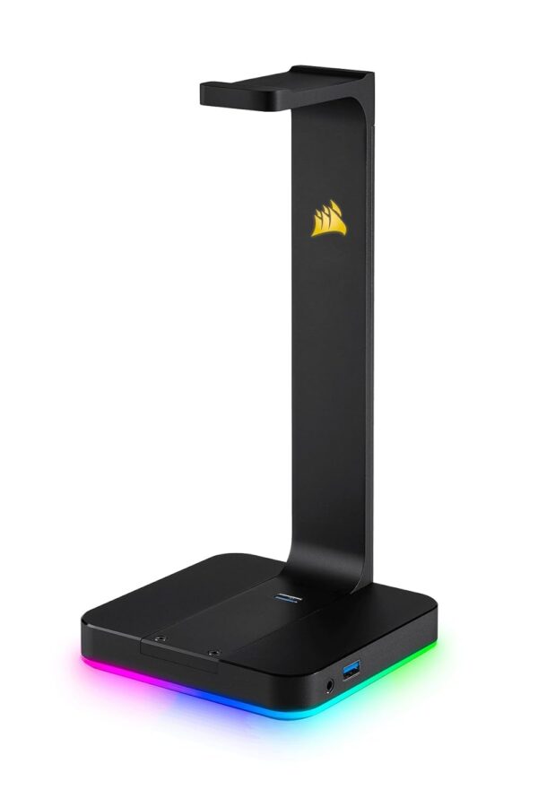 Corsair HS80 RGB WIRELESS Gamingheadset met Ruimtelijke Audio (Lage Latentie, Draadloze compatibiliteit met PS5 en PS4) Zwart & Corsair St100 RGB Premium-headsetstandaard met...