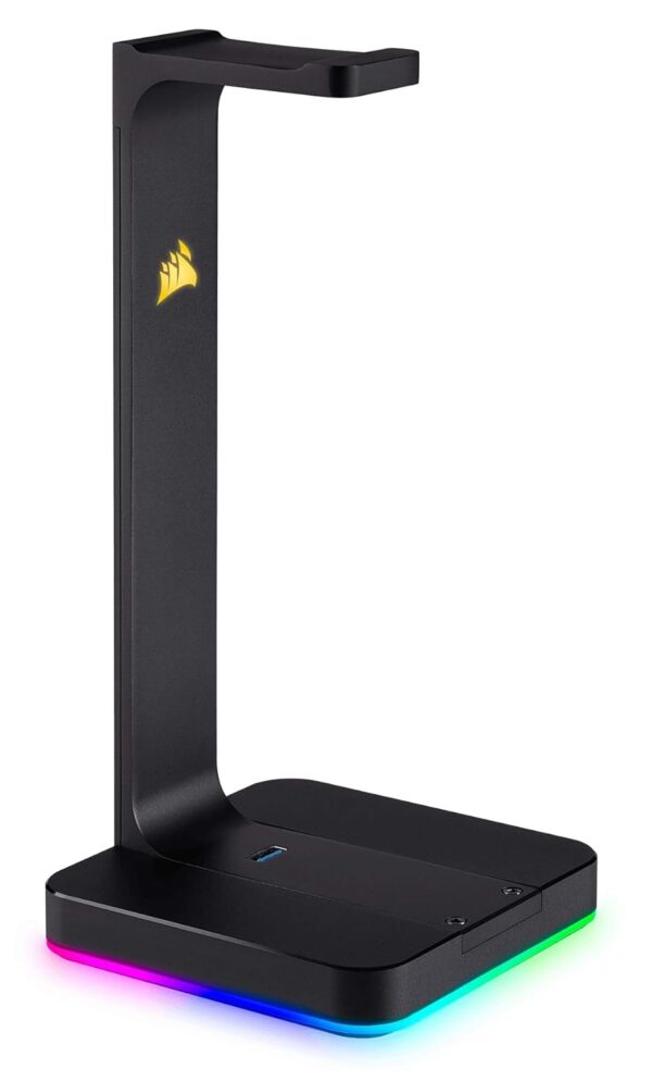 Corsair HS80 RGB WIRELESS Gamingheadset met Ruimtelijke Audio (Lage Latentie, Draadloze compatibiliteit met PS5 en PS4) Zwart & Corsair St100 RGB Premium-headsetstandaard met...