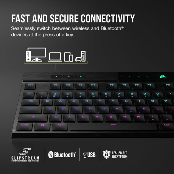 Corsair K100 RGB AIR Wireless Ultra-Thin Mechanical Gaming Keyboard, Cherry ULP Tactile - schwarz, D