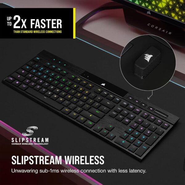 Corsair K100 RGB AIR Wireless Ultra-Thin Mechanical Gaming Keyboard, Cherry ULP Tactile - schwarz, D