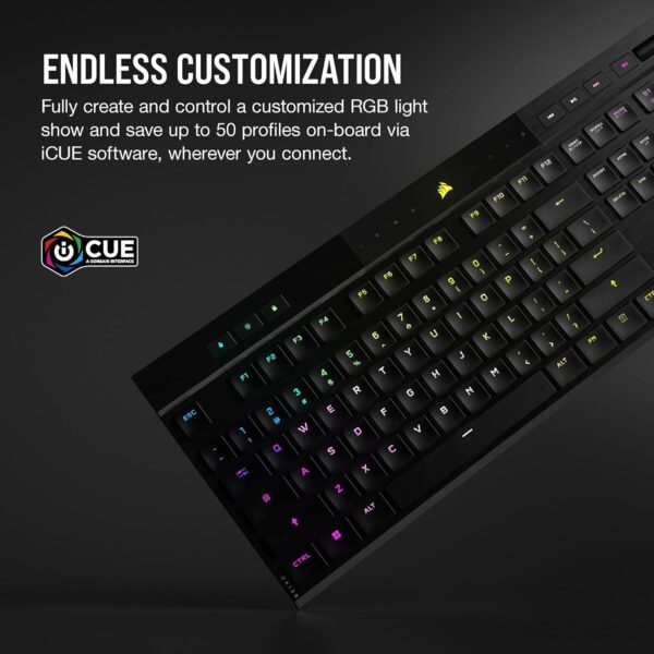Corsair K100 RGB AIR Wireless Ultra-Thin Mechanical Gaming Keyboard, Cherry ULP Tactile - schwarz, D