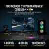 Corsair K100 RGB Gaming Keyboard (OPX Optical Mechanical Switches: Ultra-Fast and Linear, PBT Dual Injection Keys, Elgato Stream Deck Integration) AZERTY, Black