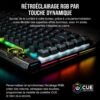 Corsair K100 RGB Gaming Keyboard (OPX Optical Mechanical Switches: Ultra-Fast and Linear, PBT Dual Injection Keys, Elgato Stream Deck Integration) AZERTY, Black