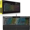 Corsair K100 RGB Gaming Keyboard (OPX Optical Mechanical Switches: Ultra-Fast and Linear, PBT Dual Injection Keys, Elgato Stream Deck Integration) AZERTY, Black