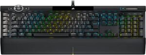 Corsair K100 RGB Optical Mechanical Gaming Keyboard (Corsair OPX RGB Switch, Removable Faux Leather Wrist Rest, Polycarbonate Keys), Black