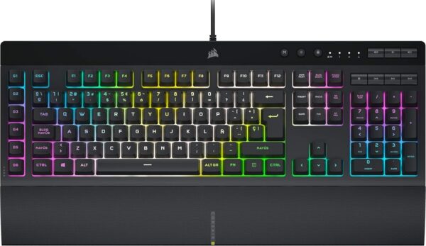 Corsair K55 RGB PRO Wired Membrane Gaming Keyboard (Dynamic RGB Backlit, 6 Macro Keys with Elgato Software Integration, IP42 Protection from Dust and Splash) QWERTZ, Black