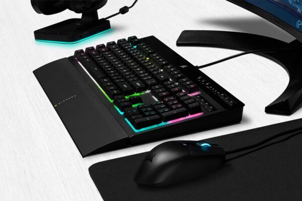 Corsair K55 RGB PRO Wired Membrane Gaming Keyboard (Dynamic RGB Backlit, 6 Macro Keys with Elgato Software Integration, IP42 Protection from Dust and Splash) QWERTZ, Black