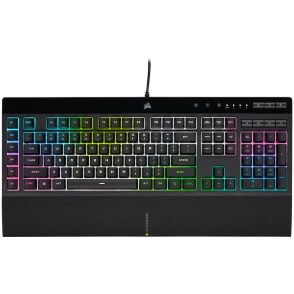 Corsair K55 RGB PRO XT Wired Membrane Gaming Keyboard (Dynamic RGB Backlit, 6 Macro Keys with Elgato Software Integration, IP42 Dust and Splash Waterproof) QWERTZ, Black