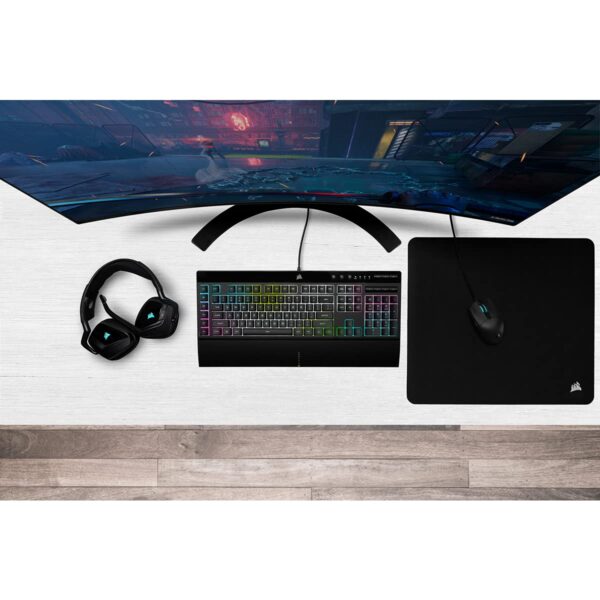 Corsair K55 RGB PRO XT Wired Membrane Gaming Keyboard (Dynamic RGB Backlit, 6 Macro Keys with Elgato Software Integration, IP42 Dust and Splash Waterproof) QWERTZ, Black